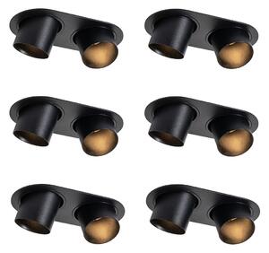 Set de 6 spoturi încastrate negre GU10 50mm cu 2 lumini - Installa