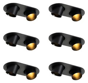 Set de 6 spoturi încastrate negre GU10 35mm înclinabile cu 2 lumini - Installa