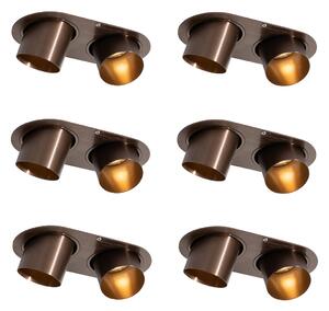 Set de 6 spoturi încastrate bronz închis GU10 50mm 2 lumini - Installa