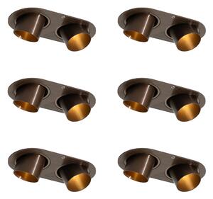 Set de 6 spoturi încastrate bronz închis GU10 35mm înclinabile cu 2 lumini - Installa