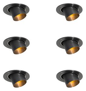 Set de 6 spoturi încastrate Gunmetal GU10 35mm Rotunde Înclinabile - Installa