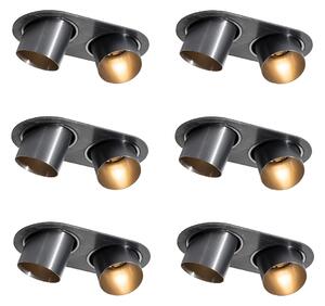 Set de 6 spoturi încastrate Gunmetal GU10 50mm 2 lumini - Installa