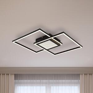 Globo Saunders plafonieră LED, lungime 43 cm, negru, efect 3D, reglabil, Camera de zi / sufragerie, Modern, Plafon cu flacără multiplă