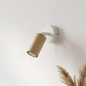 Luminex Spot de perete Nisse, alb, adâncime 18 cm, 1 bec, lemn/metal, reglabil, Alb, Camera de zi / sufragerie, Lemn, Spot de perete