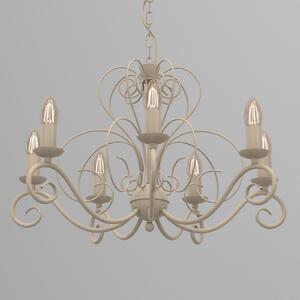 Luminex Candelabru Mauro, bej, 7 becuri, Ø 62 cm, metal, E14, reglabil, Bej, Camera de zi / sufragerie, Metal, Antichitate