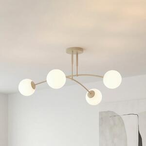 EMIBIG LIGHTING Plafonieră Pregos, bej, Ø 60 cm, 4 becuri, metal/sticlă, reglabil, Bej, Camera de zi / sufragerie, Sticlă, Modern, glob