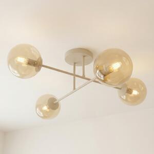 EMIBIG LIGHTING Plafonieră ROMA, bej, lungime 75 cm, 4 becuri, sticlă/metal, reglabil, Bej, Camera de zi / sufragerie, Sticlă, Modern, glob