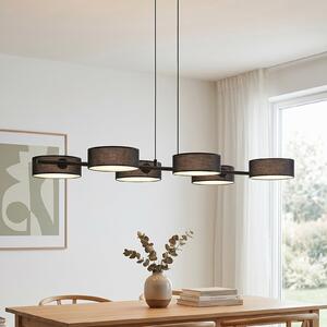 EMIBIG LIGHTING Lampă suspendată DRUMZ, negru, lungime 100 cm, 6 becuri, material textil, soclu, reglabil, Negru, Camera de zi / sufragerie, Țesătură / Textil, Modern