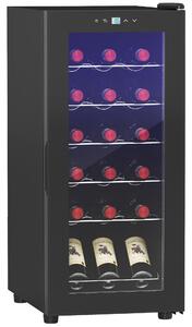 HOMCOM Frigider pentru Vinuri, Frigider de Vin cu Control al Temperaturii, Ecran Tactil Digital și Lumină LED, 18 Sticle, 34.5x45x78 cm, Negru