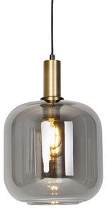 Lampă suspendată de design neagră și aurie cu sticlă fumurie - Zuzanna