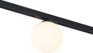 Plafonieră modernă neagră cu sticlă albă pentru sistem de șină monofazat - Slimline Eira