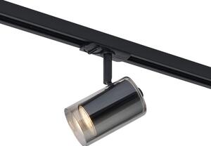 Spot modern negru cu sticlă fumurie pentru sistem de șină monofazat - Iconic Lloyd