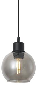 Lampă suspendată modernă neagră cu sticlă fumurie pentru sistem de șină monofazat - Iconic Lava