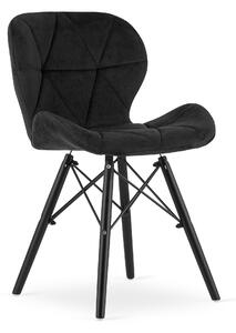 Scaun Bucatarie/Dining Kross Negru Catifea, Picioare Negre