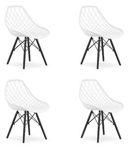 Set 4 Scaune Bucatarie/Dinig Sky Albe,Picioare Negre