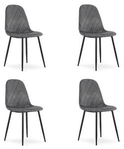 Set 4 Scaune Bucatarie/Dining Askora Catifea Gri