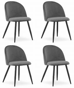 Set 4 Scaune Bucatarie/Dining Capri Catifea Gri Inchis