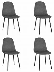 Set 4 Scaune Bucatarie/Dining Caddo Catifea Gri