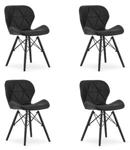 Set 4 Scaune Bucatarie/Dining Kross Negre Piele Ecologica, Picioare Negre