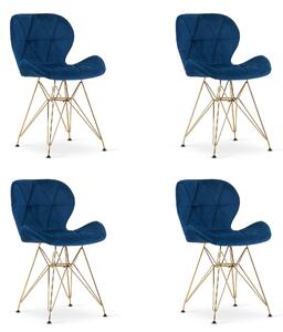 Set 4 Scaune Bucatarie/Dining Quint Catifea Albastre