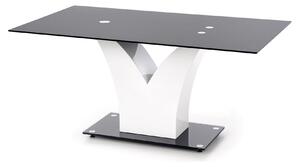 Masa VESPER, negru/alb, sticla securizata, 160x90x76 cm