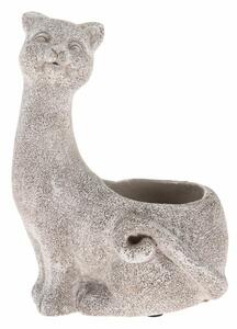 Ghiveci din beton Pisică, gri, 16,5 x 22 x 13,5 cm