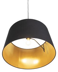 Lampă suspendată cu abajur de bumbac negru cu aur 50 cm - Combi