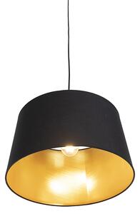 Lampă suspendată cu abajur de bumbac negru cu aur 40 cm - Combi