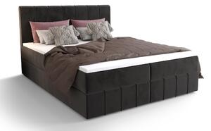 Z0ND0 Pat matrimonial Boxspring 140 cm Barack (negru) ( cu saltea și sp. depozitare). 1046378