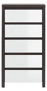 Comoda KASPIAN KOM5S, alb lucios/wenge, PAL, 56x41x113 cm
