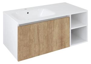 Sapho Sapho, Dulap LOREA 100x46x51.5cm (70+30Buccm), stânga, stejar Alabama/alb mat, LE070-2231-L-12