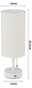 Brilagi - Lampă de masă TABLON cu port USB, 1xE27/25W/230V, alb/crem