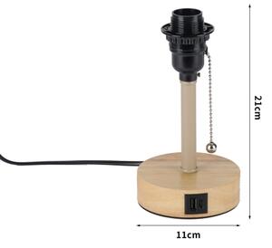 Brilagi - Lampă de masă cu port USB TABLON 1xE27/25W/230V stejar/bej