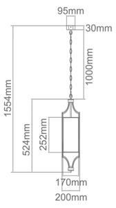 Open Design OR80551 - Lustră LUNGA pe lanț, 1xE27/15W/230V, crom lucios/alb