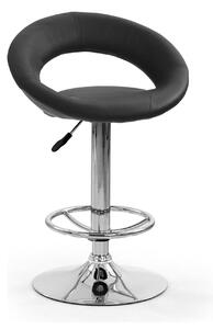 Scaun bar H15, negru/crom, piele ecologica/metal, 54x46x80/102 cm