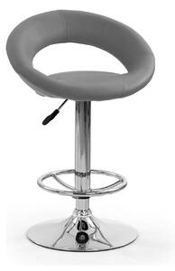 Scaun bar H15, gri/crom, piele ecologica/otel, 54x46x80/102 cm