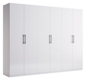 Dulap dormitor CERTEZA 6D, 268,2x210,4x54,6, alb/alb luciu
