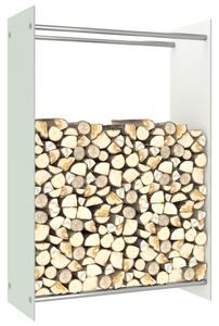 Rastel lemne de foc, alb, 80 x 35 x 120 cm, sticlă