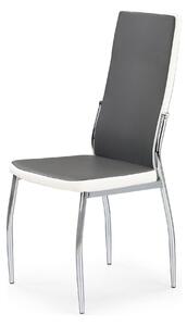 Scaun tapitat K210, gri/alb/crom, piele ecologica/metal, 43x54x101 cm