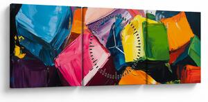 Tablou - Cuburi colorate (cu ceas) (90x30 cm)