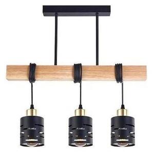Lustră suspendată pe cablu ELEN, 3x E27/35W/230V, negru/auriu/maro