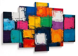 Tablou - Pictură cu pătrate colorate (150x105 cm)