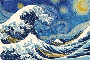 Reproducere Hokusai ft. van Gogh - The Great Wave, Katsushika Hokusai
