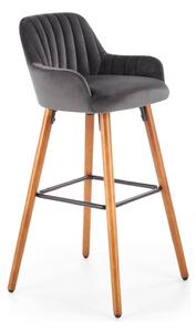 Scaun bar H93, gri inchis/nuc, stofa/lemn, 47x49x98 cm