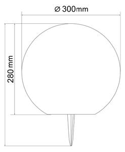 Lampă solară LED KULA, 3,2 V, temperaturi de culoare 3000/4000/6500 K, diametru 30 cm, baterie 600 mAh, protecție IP65, albă