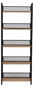 Etajera KELER TIP 2, negru/stejar, metal/DTD laminat, 60x28x154 cm