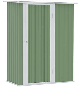 Outsunny Magazie de Gradina sopron Pentru Unelte din Otel, casuta de Gradina Usi Glisante, 142x84x189cm, Verde | AOSOM RO