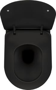 Vas wc suspendat rimless negru mat Deante Peonia cu capac soft close inclus Negru mat