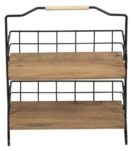 Etajera baie SHELF ELSE, stejar/negru, PAL melaminat/metal, 32x15x42 c