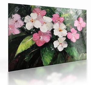 Tablou pe sticlă - Flori roz și albe (70x50 cm)